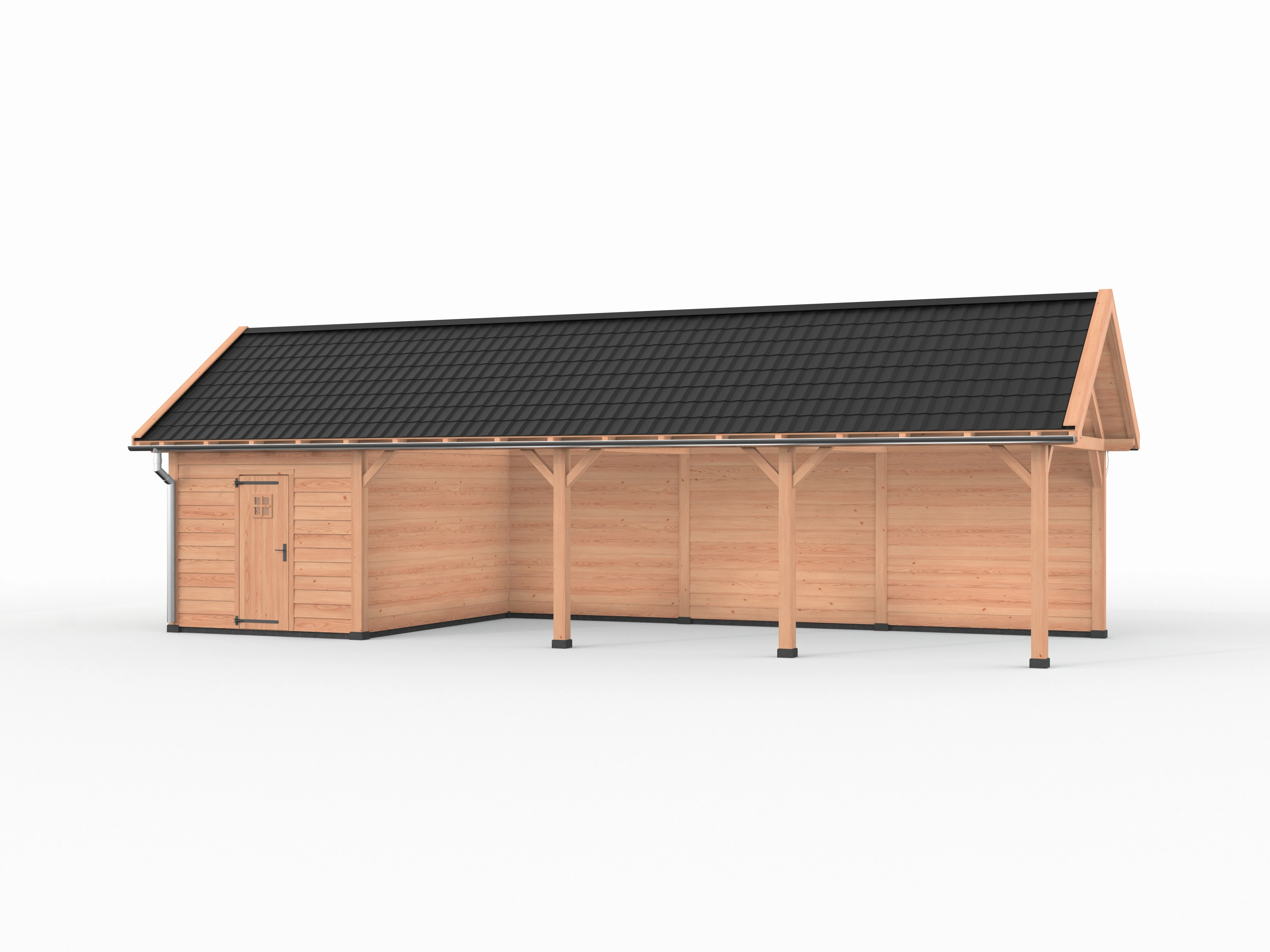 Douglas overkapping zadeldak, 1200 x 400, met schuur en achterwand, Westwood Vrijbuiter - Afbeelding 1